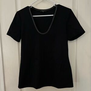 Lafayette 148 New York Black Tee with Studded Detail